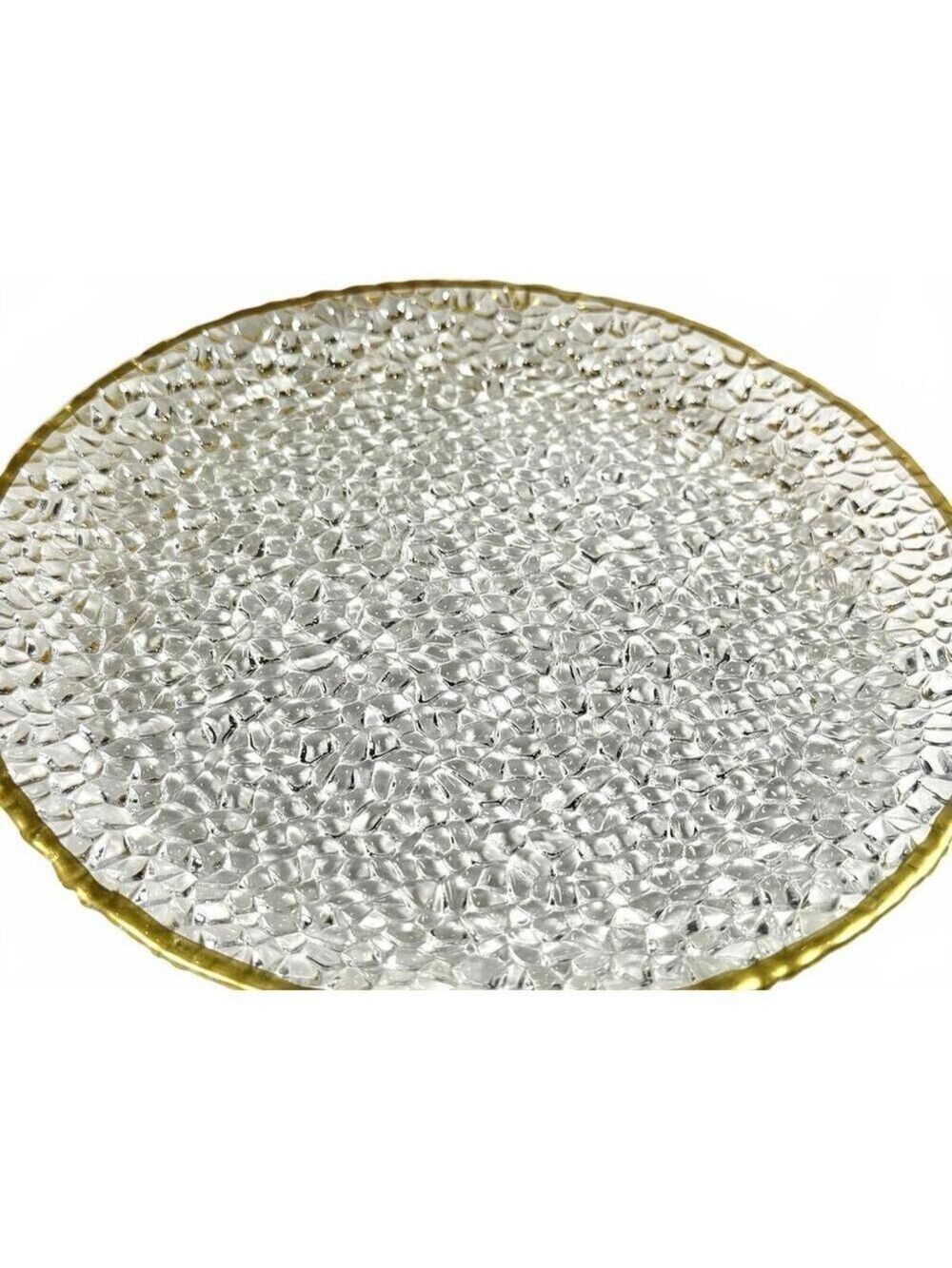Set of 6 Hand Decorated Artistic Accents Pebble Glass Plates Gold Rim Turkey 8" - Picture 6 of 10